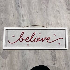 White and Red 'Believe' Christmas Wall Art